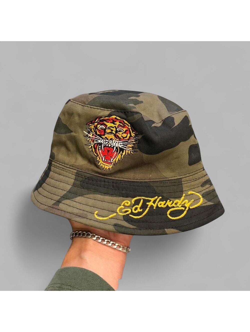 Y2K Ed Hardy Camo Bucket Hat